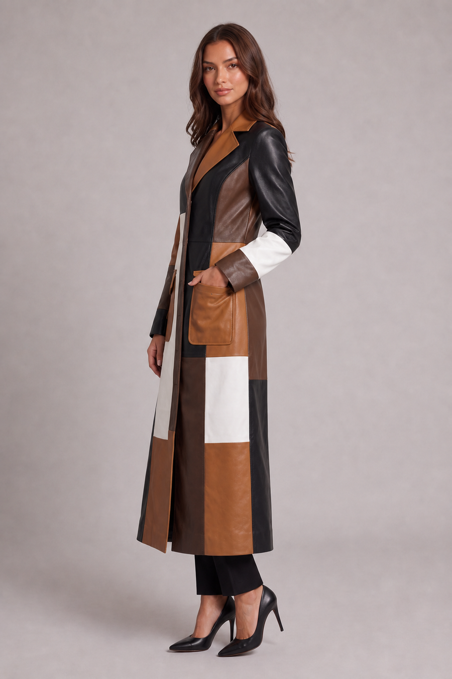 Dlouhý kabát colorblock Margaux
