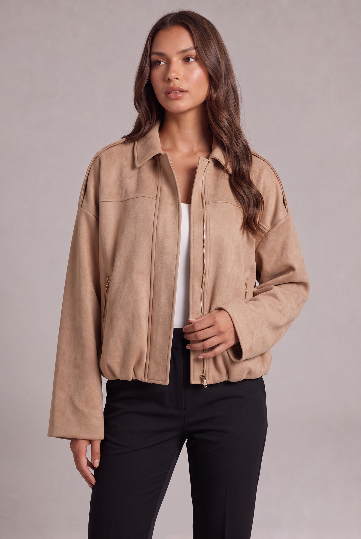 Semišová bomber bunda Elise