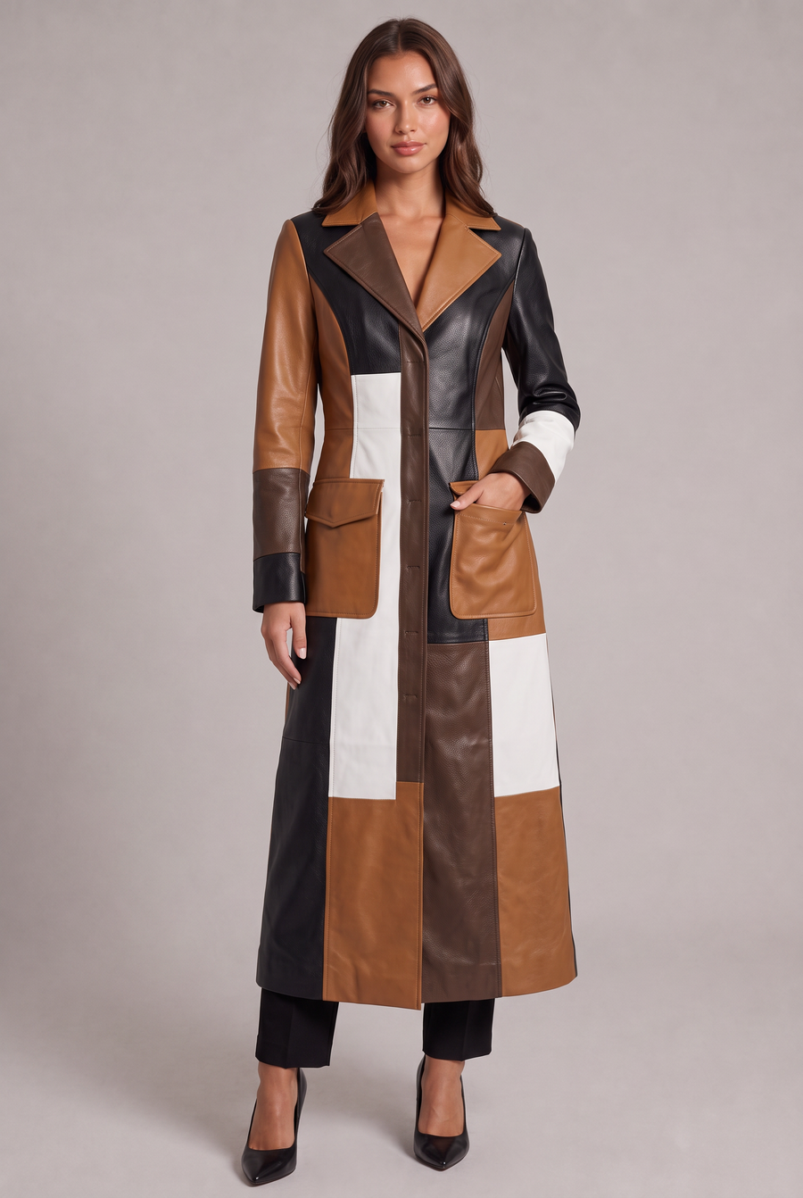 Dlouhý kabát colorblock Margaux