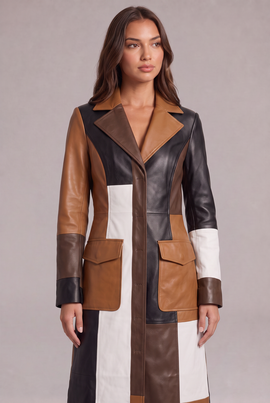 Dlouhý kabát colorblock Margaux